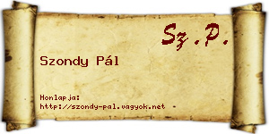 Szondy Pál névjegykártya